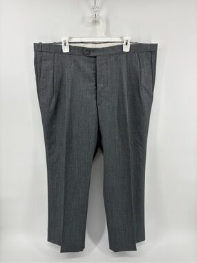 Pronto Uomo Wool Blend Front Crease Pleated Classic Gray Dress Pants